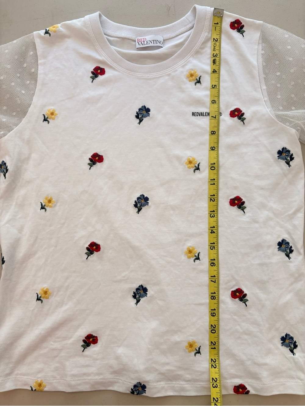 RED Valentino Floral Embroidered Short Sleeve Tee Size M - Picture 7 of 14